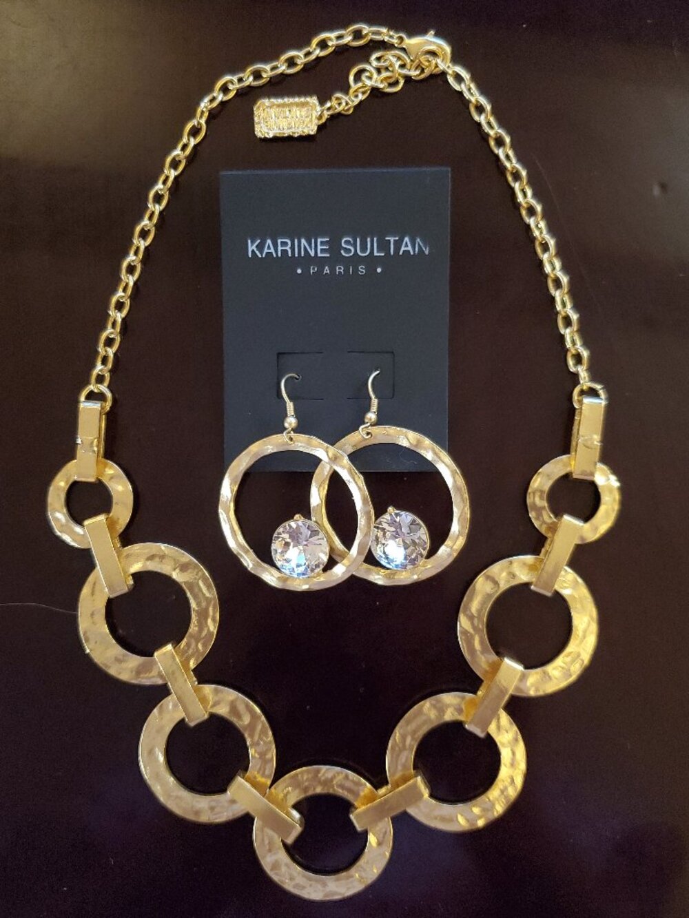 Karine Sultan Marie Statement Necklace & Rhinestone Earrings NWT